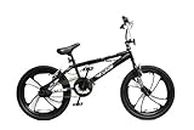 XN BMX 20" 4 Spoke MAG Wheel Freestyle Bike Gyro Stunt Pegs Kids Boys Girls (Black/White)