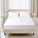 Kotton Culture Fitted Super King Size Sheets 100% Egyptian Cotton 48cm extra deep fitted sheets with Two Pillowcases 600 Thread Count Bottom Sheets (180x200cm, White)