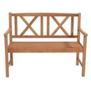 2-Person Acacia Wood Outdoor Bench Slatted Garden Seat W/Cozy Armrest & Backrest