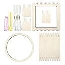 YWNYT 3 Sets Weaving Loom Kit, Mini Loom with Weaving Needle and Weaving Comb Wooden DIY Weaving Loom for Kids Adults Beginners, Rectangle Round and Square Shapes