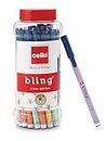 Cello Bling Pastel Ball Pen | Blue Ball Pen | Jar of 25 Units | Best Ball Pens for Smooth Writing | Ball Point Pen Set | Pens for Students | Office Stationery Items | Best pen for Exam
