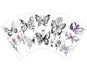 S.A.V.I 5pcs. Temporary Tattoo Stickers Combo Of Butterflies Colored and B&W Mix Designs For Girls Women Size 10.5x6cm