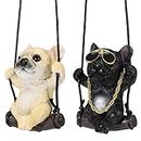 XINRUI 2 Pack Car Hanging Accessories, Swinging French Bulldog Car Mirror Hanging Accessories Bulldog Car Ornament Car Decorations for Rear View Mirror, Funny Gifts Home Decor