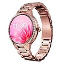 CrossBeats Diva 1.28” Stylish Smart Watch for Women with Stone Studded Bezel| Amoled Display | Female Health Tracker | 100+Sports Modes| Premium Metal Smartwatch with Wireless Charging - (Rose Gold)