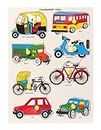 Strawberry Stop Wooden Transport with Picture Educational Board for Kids 8 Transport Knob, Early Educational Learning Wooden Puzzle Board for Kids, Children Boys & Girls.(Multicolor)