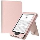 MoKo Case Fits All-New 6" Kindle (11th Generation, 2022 Release)/ Kindle (10th Gen,2019)/Kindle (8th Gen, 2016), Ultra Lightweight PU Shell Cover with Auto Wake/Sleep for Kindle 2022, Rose Gold