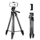 POLAMFOTO Study Tripod for Live Stream 134cm/52.75in Compact Tripod with Phone Holder for Digital Camera