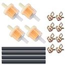 Vwoqiy Motorcycle Inline Fuel Filter Line Spring Clips Kit, Universal Gas Inline Fuel Filters, 4 Pcs Petrol Diesel Inline Filter, 4 Pcs Fuel Pipe Hose Line, 8 Pcs Hose Clips for Car Motorcycle Scooter