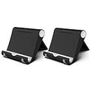 FadyDail 2 Pack Mobile Phone Stand Holder for Desk Adjustable Compatible with iPhone 13 12 Pro Max 11 SE XS XR 8 Plus 6 7 Samsung Galaxy Note20 S20 S10 S9 S8 Cell phone Holder Foldable (Black)