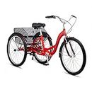 Schwinn Meridian Adult Trike, Three Wheel Cruiser Bike, 7-Speed, 26-Inch Wheels, Cargo Basket, Red