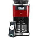 Smarter iCoffee Remote Grind and Brew Drip Coffee Maker On Demand App, Built-In Bean Grinder, and Warming Plate for Kitchen, Dorm Room, or Office in Red