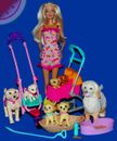 Muñeca Barbie Mattel ENTRENAMIENTO DE MASCOTAS Caminante Juego Cachorros Perros Cochecitos Accesorios