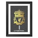 TenorArts Liverpool FC Golden Textured Logo Laminated Poster Framed Paintings with Matt Finish Black Frame (9 inches x 12inches) [Redesigned with Thick Textured Frames]