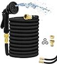 100FT, 200 FT & 250 FT Expandable Garden Hose Pipe with 8 Modes Water Spray Gun + Premium Brass Coated Connector Fittings ardening Car Wash Pet Bathing (250 FT)