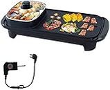Jolfay Korean Style 2 in 1 Multifunctional Nonstick Electric BBQ Raclette Hotpot with Grill Pan - (Black)