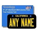 TEAMLOGO Personalized California Mini License Plate - Size 3" X 6" Aluminum (inches) Add Your Name, Text or Numbers. Great Size for Bikes, Bicycles, Kid's Ride on Cars, Wagons, Walkers etc. VER.4
