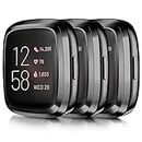 Tobfit 3-Pack Screen Protector Compatible with Fitbit Versa 2 Case, Soft TPU Anti-Scratch Plated Full Around Protective Case Cover (Black/Black/Black)