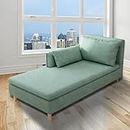 MTK WOOD PLAZA Nordic Chaise Lounge Sofa Chaise Lounger Seater Ottoman Sofa Bench Pouf Puffes Sofa Lounge for Living Room Couch Chaise Furniture (Light Green)