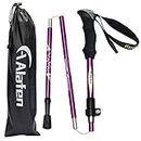 A ALAFEN Aluminum Collapsible Ultralight Travel Trekking Hiking Pole for Men and Women Purple 1PC