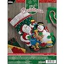 Bucilla 45,7 cm Christmas Stocking Felt Applique Kit, 86658 Babbo Natale e Pupazzo di Neve
