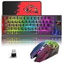 ZIYOU LANG T50 Wireless Gaming Keyboard and Mouse Combo,60% TKL Keyboard with Knob,3 Level DPI Adjustable Mice,RGB Backlight, Rechargeable,Mechanical Feel,Ergonomic, for PC/Mac/Laptop Gamer,Black