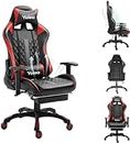 Dripex Gaming Chair with Footrest, Computer Desk Chair, PC Gaming Chair for Adults, Adjustable Armrest, Lumbar Support & Headrest, Reclining Backrest, Red