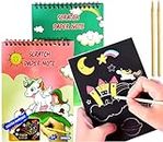 Amitasha 2 Pc Magic Scratch Book for Kids Drawing Coloring Art Craft Supplies for Girls Boys Birthday Return Gift