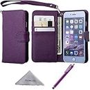 Wisdompro Case for iPhone 6, iPhone 6s 4.7-Inch, Premium PU Leather 2-in-1 Protective Wallet Case Folio Flip Cover with Credit Card Holder Slots and Wrist Lanyard (Purple)