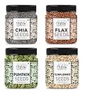 LILA DRY FRUITS 4 Superseed Combo (Chia, Pumpkin, Sunflower & Flax) 250gms each (1kg total) Jar Pack |Immunity combo for Weight Loss | Mix Seeds for Eating | Diet Snacks | Superfood