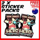2 x Stickers - Cow Jokes Herd Them All V2 Car Window Bumper Laptop Sticker