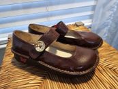 Alegria Paloma Comfort Shoes Mary Jane Clogs Slip On Brown Leather Womens Size 8