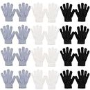 Kid's Winter Magic Gloves,12 Pairs Winter Stretchy Warm Magic Gloves Fit for 6-11 Years Old Boys or Girls Knit Gloves (6 Black+Gray+White)