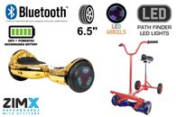 Gold Chrome 6.5" UL2272 Hoverboard with Bluetooth & LED Wheels + Hoverbike