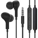 Wired Earbuds in-Ear Headphones with Microphone Noise Isolating Stereo Earphones Wired 3.5mm Ear Buds Compatible with Samsung Galaxy iPhone iPad Moto Phones Laptop MP3 Computer, Sports Gaming (Black)