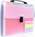 A4 Capacity Handheld Accordion Expanding File Folder Holder Document Organizer Bag 13 Pockets A4 Size for Home Business School Office Supplies Paper Storage (Rainbow File Folder)