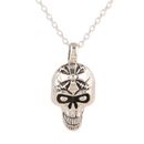 Grinning Cross,'Sterling Silver Skull Cross Pendant Necklace from India'