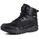 FREE SOLDIER Men's Waterproof Hiking Boots Lightweight Work Boots Military Tactical Boots Durable Combat Boots(Black, US 9)