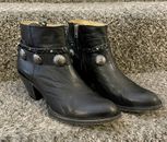 iDYLLWIND by Miranda Lambert “Runway” Black Leather Western Ankle Boots Sz 7.5