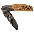 Custom Engraved Folding Pocket Knife with Elk Blade - Personalized Hunting Fishing Gift for Dad, Men, Him, Husband - Customized with Name (Bass - Custom Personalized)