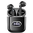Bluetooth headphones,wireless headphones Bluetooth 5.3 with HD microphone,in-ear headphones Bluetooth with HiFi stereo sound,wireless headphones with LED display,50 hours playing time,IP7 (Black)