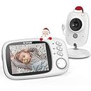 Video Baby Monitor Camera, BOIFUN Moniteur Bébé with 3.2 '' Screen, VOX, Rechargeable 750mAh Battery, Support Night Vision, Temperature Monitoring, 8 Lullabies, for Bebe/Elderly/Pet
