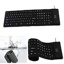 Techson Foldable Silicone Keyboard, 109 Keys Waterproof Portable Flexible Keyboard, Roll-up Silent Keyboard with USB 2.0 for PC Notebook Laptop(Black)