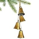 Styleonme Decorative Bells, Christmas Bells, Metal Indoor and Outdoor Blessing Bells, 4-Piece Set of Harmonious Bells, Vintage Handmade and Rustic Lucky Christmas Bells Hanging on a Rope