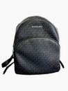 Michael Kors Large Abbey Backpack- Signature MK Logo- Black With Silver
