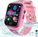 FRLONE Kids Smart Watch Phone - IP67 Waterproof Smartwatch Boys Girls with Touch Screen 5 Games Camera Alarm SOS Call - Digital Watch for 3-13 Years Kids Birthday Gift (Pink)