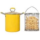 PARACITY Small Deep Fryer Pot with basket, Mini Deep Oil Fryer with Anti-scalding Silicone Handle, 304 Stainless Steel Gadgets for Home, Tempura Chips, Fries, Fish, and Chicken(3.2QT/3L)