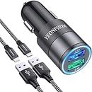 iPhone Car Charger[Apple MFi Certified] Compatible for iPhone 13 14 12 Pro/Mini/11 Pro Max/XS Max/XR/X/8/7/6/6S Plus/5S/5C/SE, 2.4A Dual USB Fast Car Phone Charger Adapter with 2x3ft Lightning Cable
