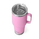 YETI Rambler 35 oz Tumbler with Handle and Straw Lid, Travel Mug Water Tumbler, Vacuum Insulated Cup with Handle, Stainless Steel, Power Pink