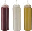 Zeinwap Condiment Squeeze Bottles Durable Plastic Squeeze Squirt Bottle with Discrete Measurements for Ketchup, Sauces, Syrup, Condiments, Arts and Crafts - BPA Free (Plastic, Pack of 3)