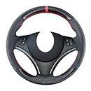 Kivnto DIY Carbon Fiber Steering Wheel Covers for BMW 1 Series E81 E82 E87 E88 128i 135i 2008 2009 2010 2011 2012 / 3 Series E90 E91 E92 E93 325i 328i 328i 330i 335i 335 Xi 335D 335i XDrive 2006-2011 / E84 X1 SUV 2013-2015 15 inches Leather Interior Accessories
